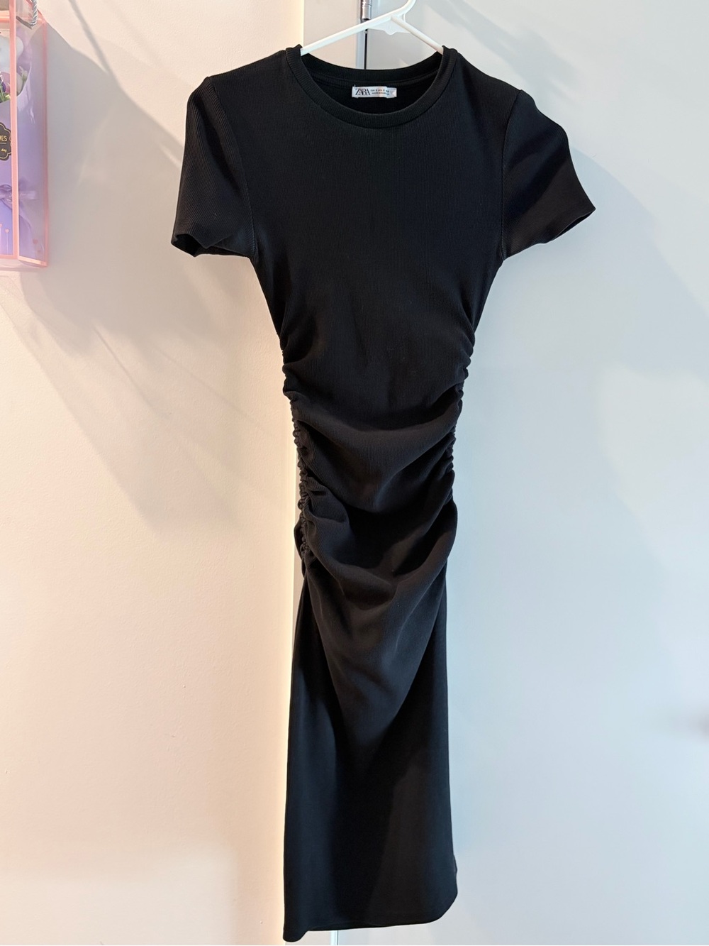 Zara Black Ruched Midi Dress Small